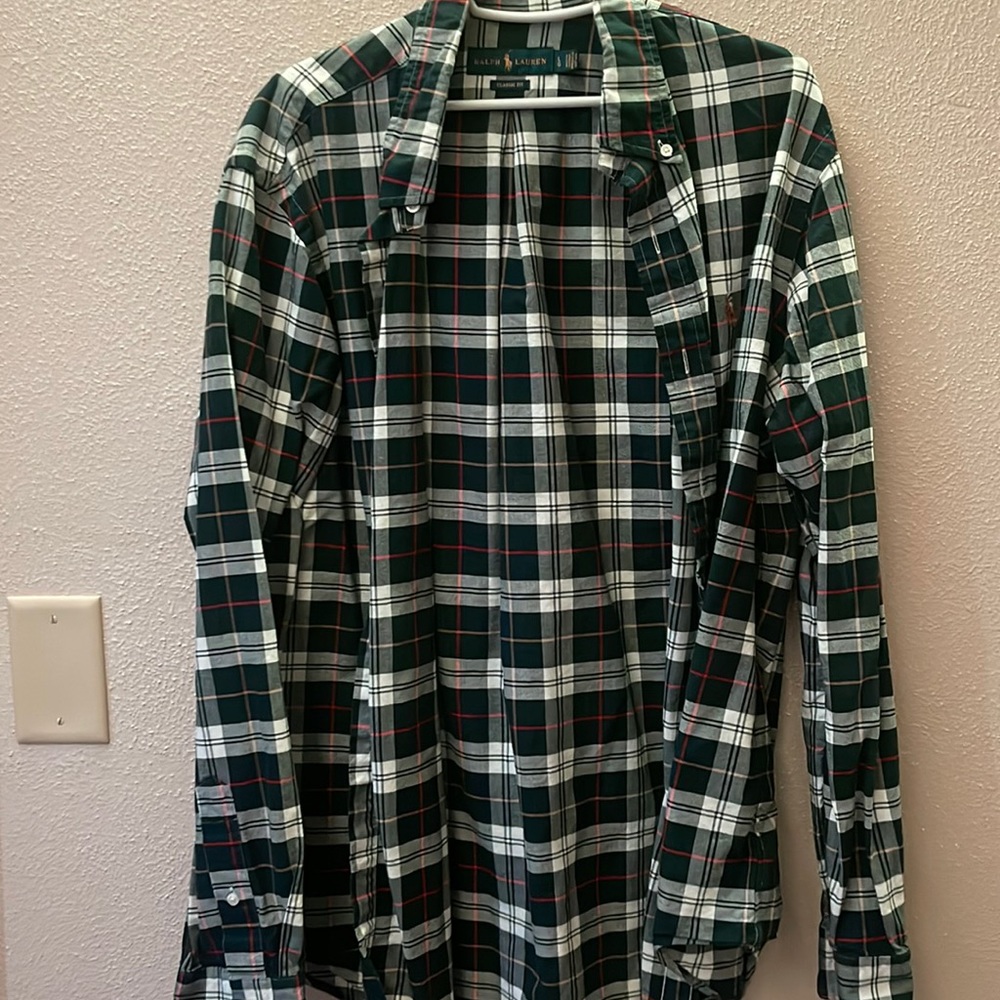 Men’s Polo Dress Shirt Plaid